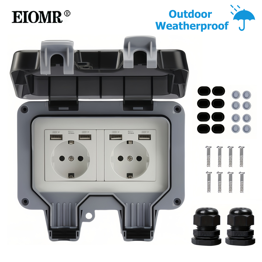 Kitchen Appliances Uk - EIOMR USB Outdoor Waterproof Socket Box,