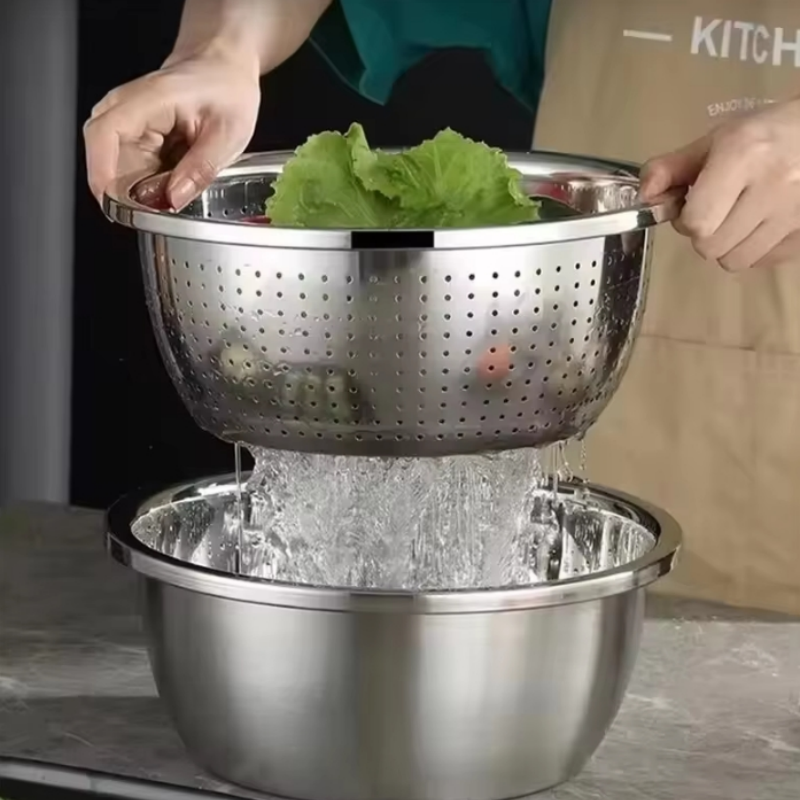 Kitchen Appliances Organizer - Multi Functional Stainless Steel Vegetable Bowl,