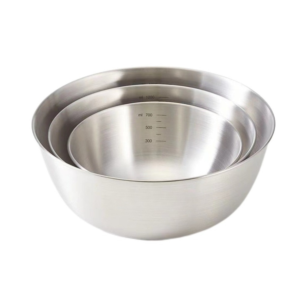Kitchen Appliances Organizer - 3pcs Stainless Steel Bowl Set with