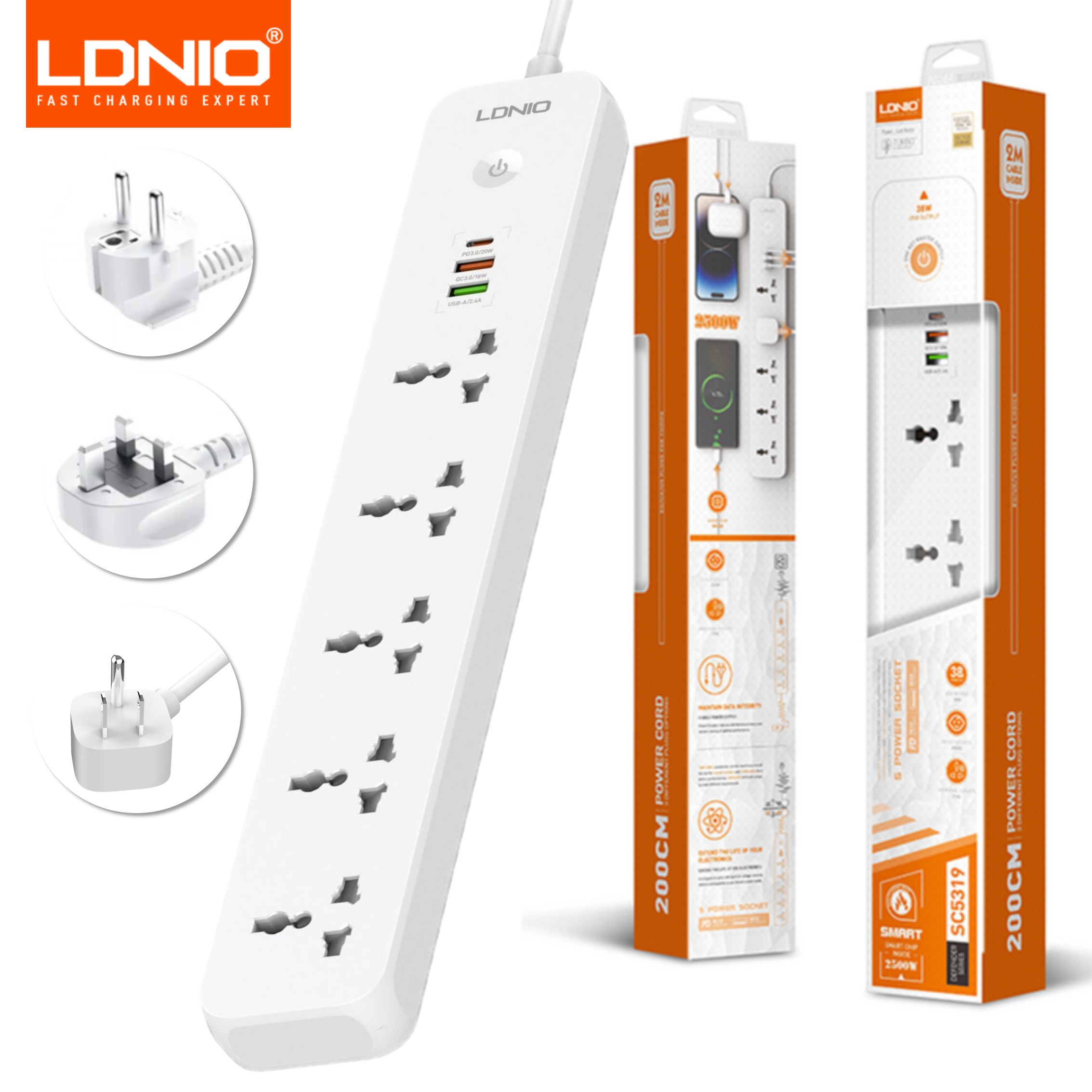 Kitchen Appliances Uk - LDNIO 2500W Power Strip with 5