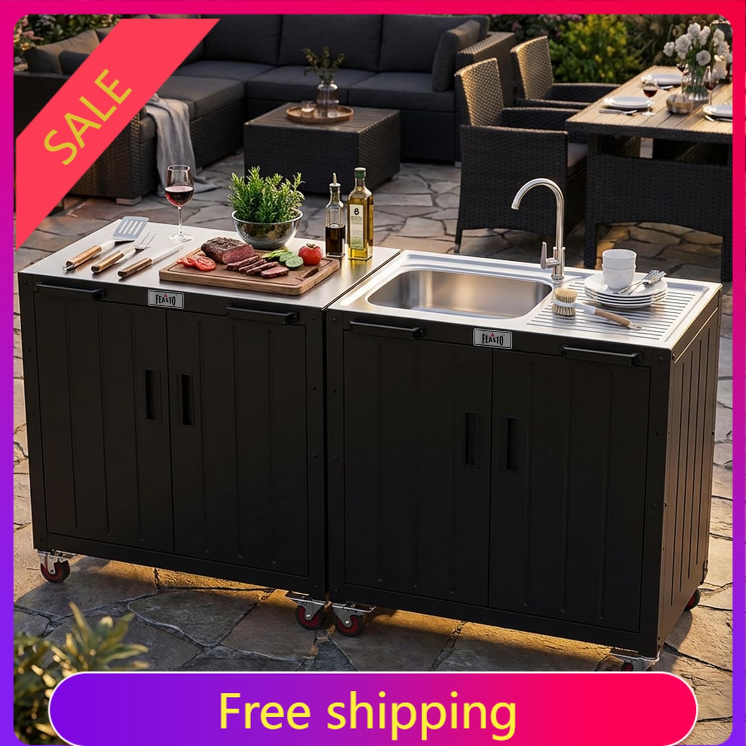 Outdoor Kitchen Island with St - Kitchen Appliances Organizer ulasan dan harga