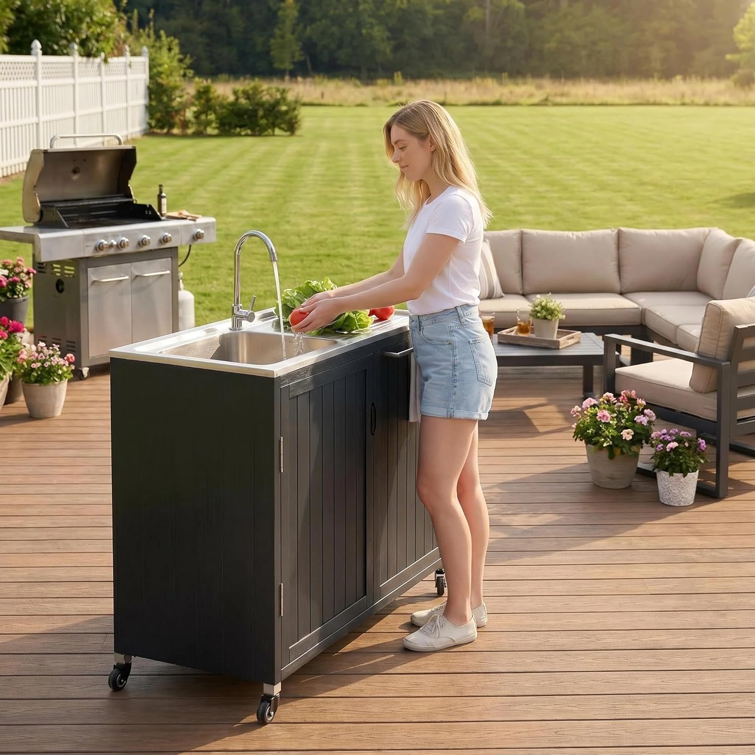 Outdoor Kitchen Island with 30 - Kitchen Appliances Organizer ulasan dan harga